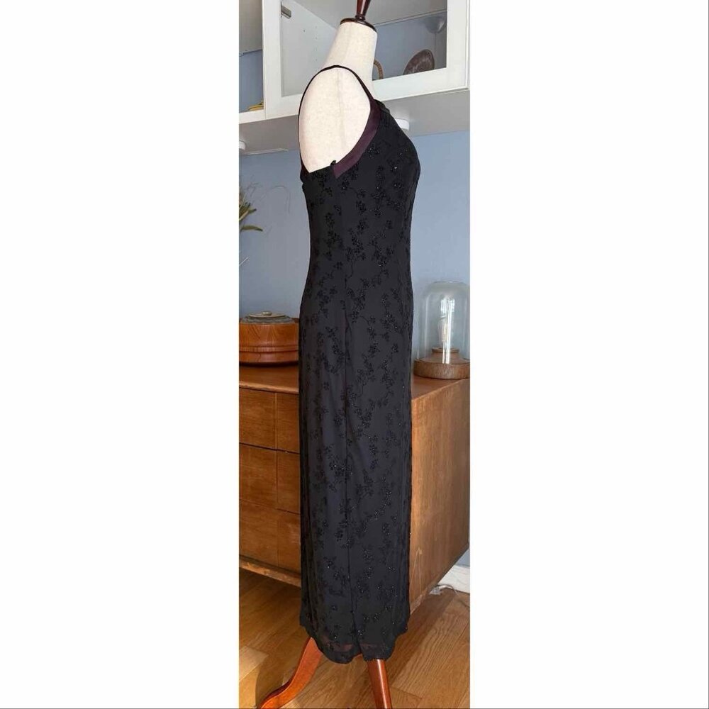 SOLD Mesh & Floral Velvet Glitter Maxi Dress Strappy Whimsygoth Vampy S - Picture 4 of 8